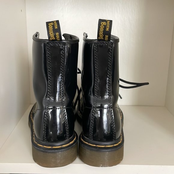 Dr. Martens 1460 Patent Leather Lace Up Combat Boots in Black - Picture 3 of 10